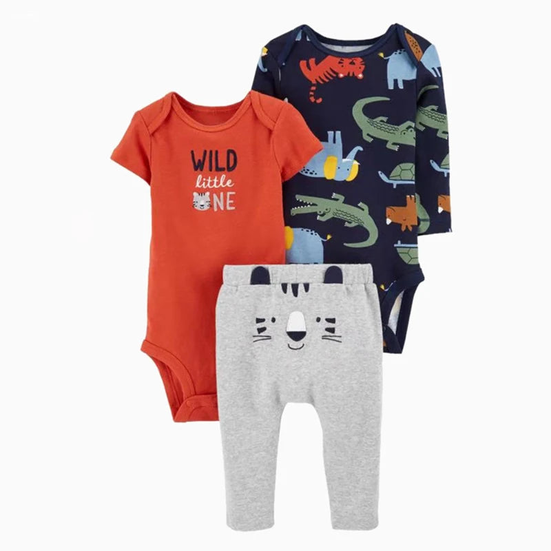 kit Body Baby com manga curta, longa e calça - Varias Estampas